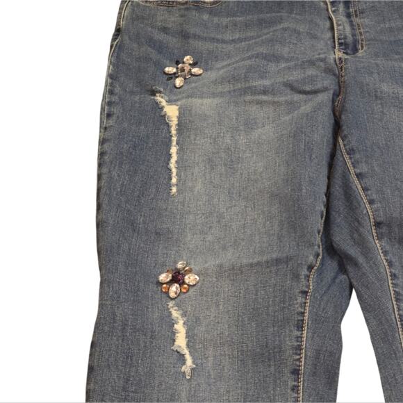 Seven7 Jeweled Rhinestone Stretch Straight Leg Jeans Plus Size 20 - Picture 8 of 14